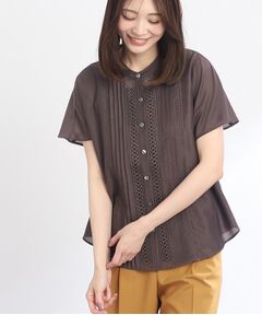 【夏SALE／WEB限定カラーあり／接触冷感／洗える】フロントレースデザインブラウス