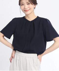 【夏SALE／接触冷感／洗える／ジャケットインナーにおすすめ】プチバンドカラーブラウス