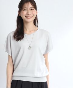 【SALE／WEB限定カラーあり／二の腕カバー◎】透かし柄スリーブニット