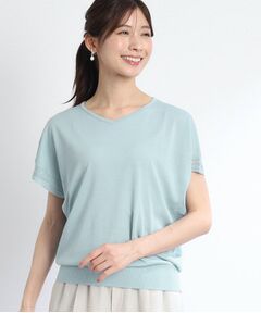 【SALE／WEB限定カラーあり／二の腕カバー◎】透かし柄スリーブニット