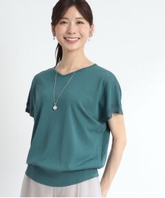 【SALE／WEB限定カラーあり／二の腕カバー◎】透かし柄スリーブニット