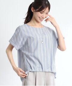 【夏SALE／マシンウォッシュ可】涼しげストライプブラウス