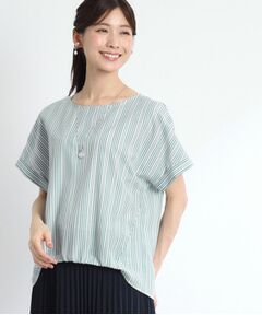 【夏SALE／マシンウォッシュ可】涼しげストライプブラウス