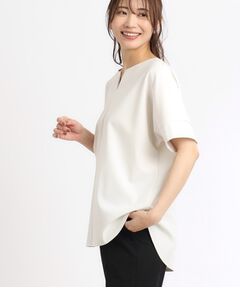 【SALE／UVカット／接触冷感／マシンウォッシュ可】スキッパーネックブラウス