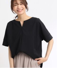 【SALE／UVカット／接触冷感／マシンウォッシュ可】スキッパーネックブラウス