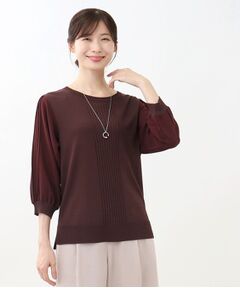 【WEB限定カラーあり／UVカット／接触冷感／洗える／涼しく着られる】シフォンスリーブニット