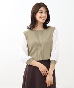 【WEB限定カラーあり／UVカット／接触冷感／洗える／涼しく着られる】シフォンスリーブニット