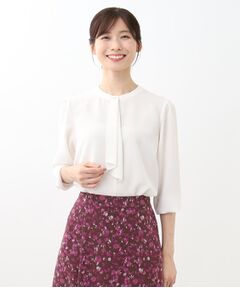 【WEB限定カラーあり／接触冷感／マシンウォッシュ】ボータイ風デザインブラウス