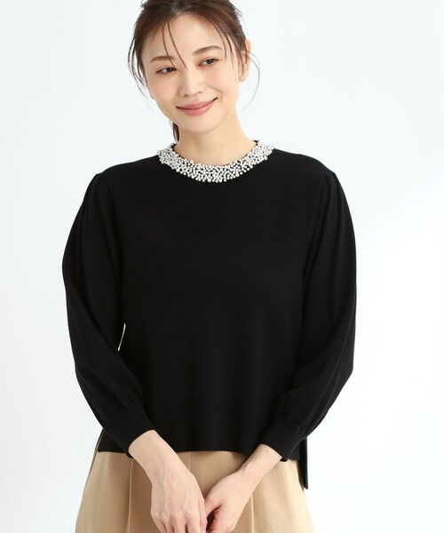 Reflect / リフレクト ニット・セーター | 【R‐QUALITY】パール調×クリスタルビジューニット(ブラック(019))