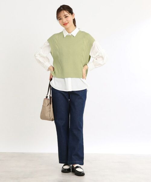 Reflect / リフレクト シャツ・ブラウス | 【夏SALE/E‐QUALITY/手洗い可】ケーブル編みニットベスト+シャツセット | 詳細11