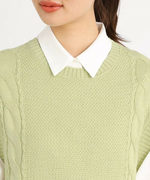 Reflect / リフレクト シャツ・ブラウス | 【夏SALE/E‐QUALITY/手洗い可】ケーブル編みニットベスト+シャツセット | 詳細20