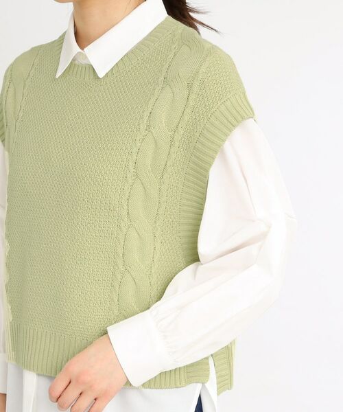 Reflect / リフレクト シャツ・ブラウス | 【夏SALE/E‐QUALITY/手洗い可】ケーブル編みニットベスト+シャツセット | 詳細21