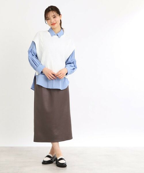 Reflect / リフレクト シャツ・ブラウス | 【夏SALE/E‐QUALITY/手洗い可】ケーブル編みニットベスト+シャツセット | 詳細3