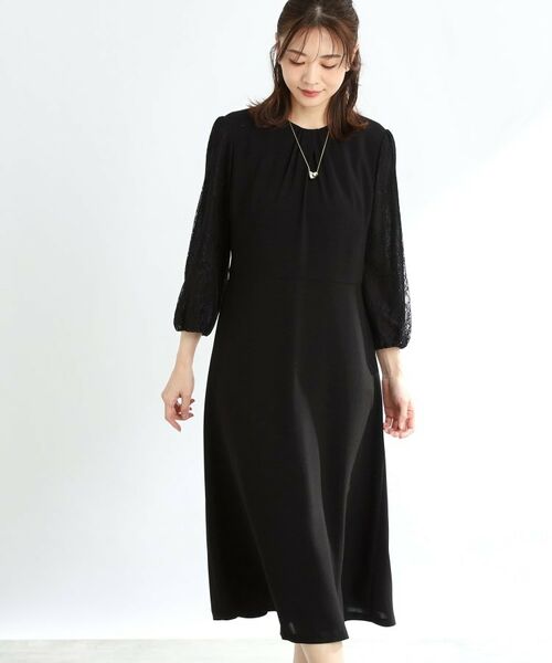Reflect / リフレクト ロング・マキシ丈ワンピース | 【夏SALE/R‐QUALITY/手洗い可】レーススリーブワンピース(ブラック(019))