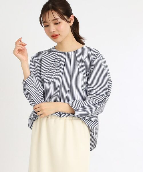 Reflect/リフレクト 【E‐QUALITY/手洗い可】タックディティールブラウス ネイビー(394) 09(M) Reflect/リフレクト 【E‐QUALITY/手洗い可】タックディティールブラウス ネイビー(394) 09(M)