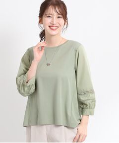 Reflect / リフレクト カットソー | 【夏SALE／E‐QUALITY／手洗い可】レーススリーブブラウス