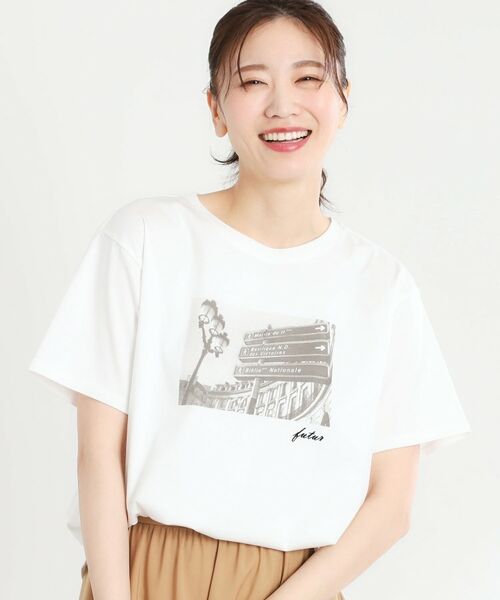 Reflect/リフレクト 【UVカット/接触冷感/マシンウォッシュ可】フォトプリントTシャツ オフホワイト(003) 05(SS) Reflect/リフレクト 【UVカット/接触冷感/マシンウォッシュ可】フォトプリントTシャツ オフホワイト(003) 05(SS)