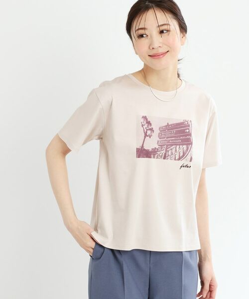 Reflect/リフレクト 【UVカット/接触冷感/マシンウォッシュ可】フォトプリントTシャツ ライトベージュ(051) 07(S) Reflect/リフレクト 【UVカット/接触冷感/マシンウォッシュ可】フォトプリントTシャツ ライトベージュ(051) 07(S)