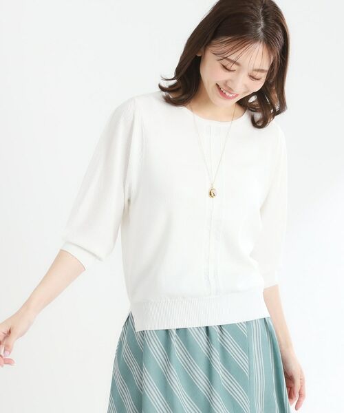 Reflect / リフレクト ニット・セーター | 【接触冷感／洗える／ジャケットインナーにおすすめ】レースデザインニット | 詳細1