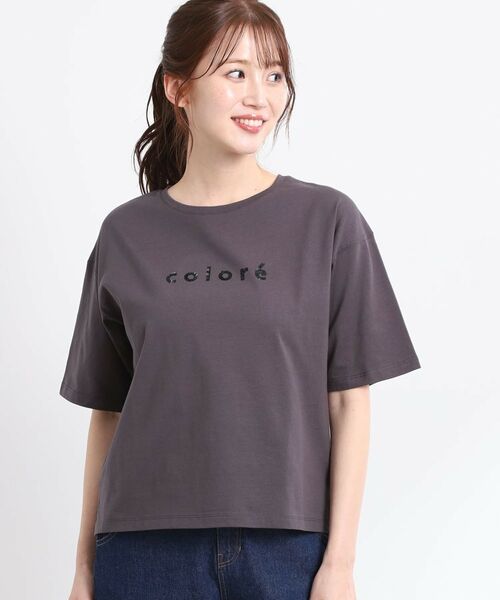 Reflect/リフレクト 【E‐QUALITY/手洗い可】ストライプロゴTシャツ チャコールグレー(014) 09(M) Reflect/リフレクト 【E‐QUALITY/手洗い可】ストライプロゴTシャツ チャコールグレー(014) 09(M)