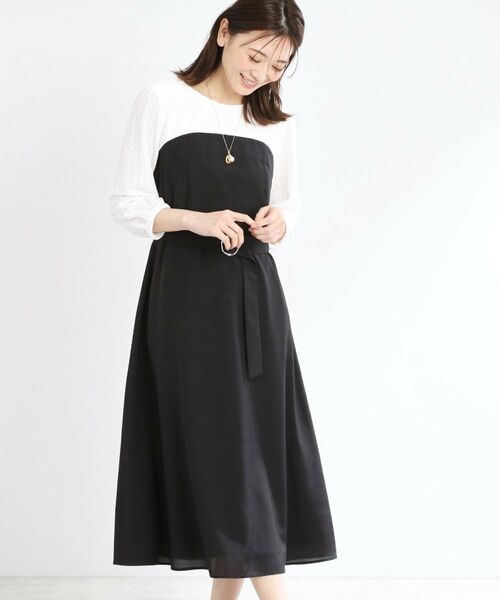 Reflect / リフレクト ロング・マキシ丈ワンピース | 【手洗い可／セットアップ可】異素材ミックスワンピース | 詳細4