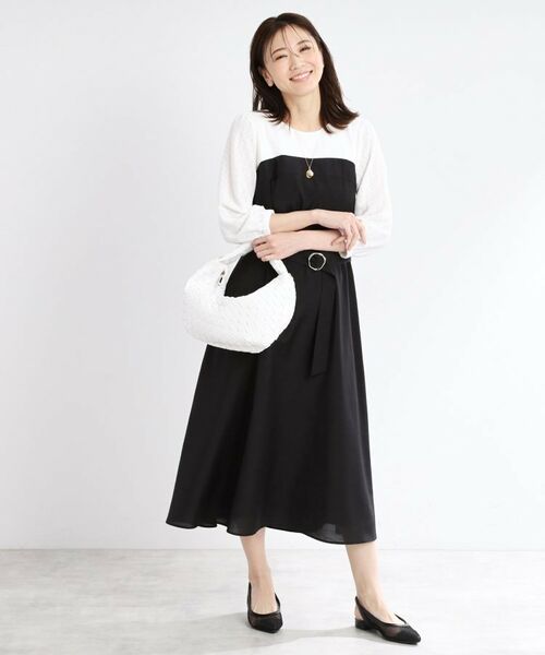 Reflect / リフレクト ロング・マキシ丈ワンピース | 【手洗い可／セットアップ可】異素材ミックスワンピース | 詳細5