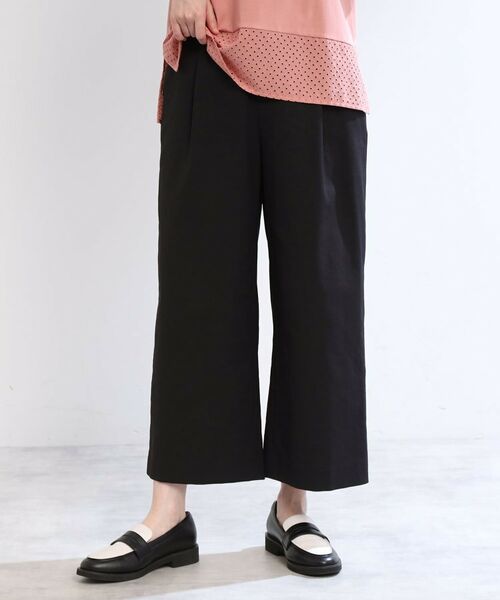 Reflect / リフレクト ショート・ハーフ・半端丈パンツ | 【E‐QUALITY/手洗い可】ワイドクロップドパンツ(ブラック(019))