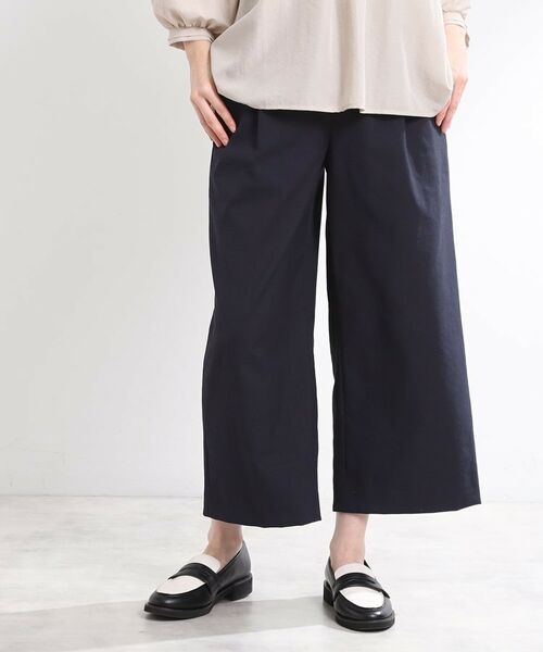 Reflect / リフレクト ショート・ハーフ・半端丈パンツ | 【E‐QUALITY/手洗い可】ワイドクロップドパンツ(ネイビー(094))