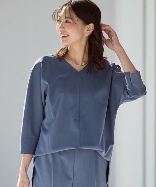 Reflect / リフレクト シャツ・ブラウス | 【マシンウォッシュ可/セットアップ可能】ドルマンスリーブVネックブラウス | 詳細1