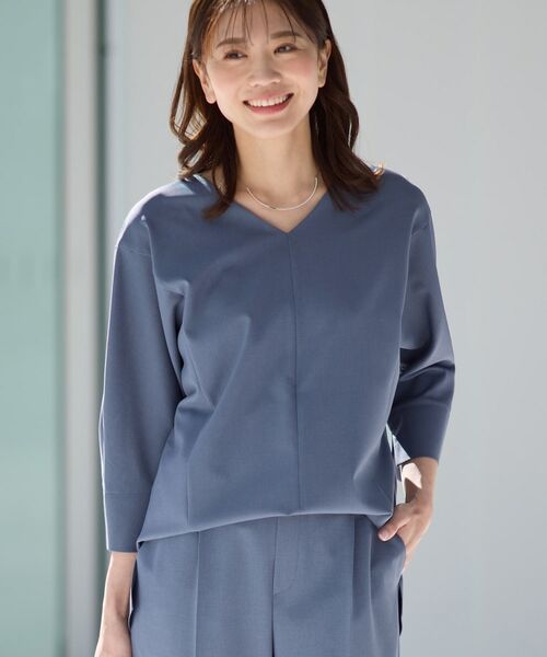 Reflect/リフレクト 【接触冷感/マシンウォッシュ可/セットアップ可能】ドルマンスリーブVネックブラウス ブルー(093) 15(3L) Reflect/リフレクト 【接触冷感/マシンウォッシュ可/セットアップ可能】ドルマンスリーブVネックブラウス ブルー(093) 15(3L)