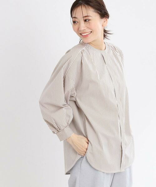 Reflect / リフレクト シャツ・ブラウス | 【夏SALE/E‐QUALITY/手洗い可】ストライプシャツ(ベージュ(352))