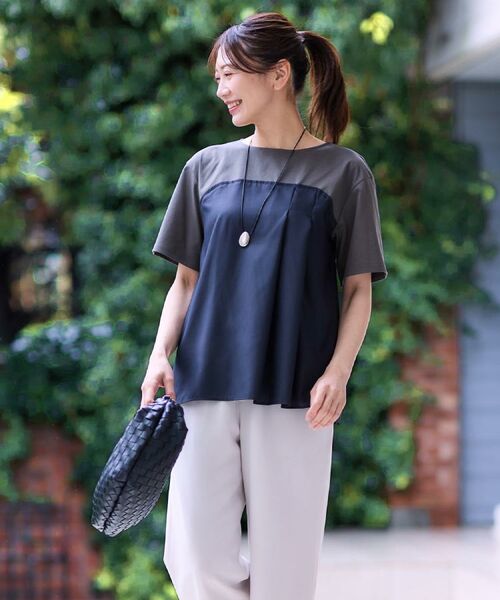 Reflect / リフレクト カットソー | 【マシンウォッシュ可能】レイヤード風ジャージブラウス | 詳細2