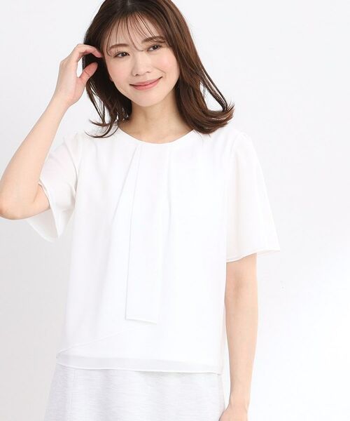 Reflect/リフレクト 【UVカット/接触冷感/マシンウォッシュ可能】タックデザインブラウス アイボリー(004) 13(LL) Reflect/リフレクト 【UVカット/接触冷感/マシンウォッシュ可能】タックデザインブラウス アイボリー(004) 13(LL)