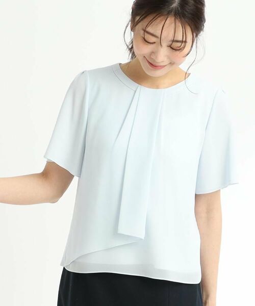 Reflect/リフレクト 【UVカット/接触冷感/マシンウォッシュ可能】タックデザインブラウス サックスブルー(090) 05(SS) Reflect/リフレクト 【UVカット/接触冷感/マシンウォッシュ可能】タックデザインブラウス サックスブルー(090) 05(SS)