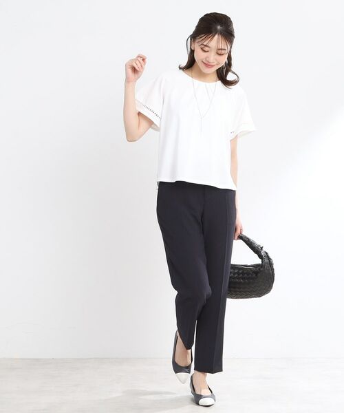 【夏SALE／UVカット／接触冷感／手洗い可】フレアースリーブカットソー 夏SALE／UVカット／接触冷感／手洗い可】フレアースリーブ