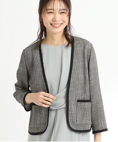 Reflect / リフレクト ノーカラージャケット | 【夏SALE／R‐QUALITY／手洗い可】パイピングジャケット