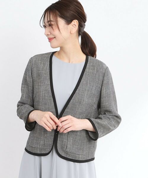 Reflect / リフレクト ノーカラージャケット | 【夏SALE/R‐QUALITY/手洗い可】パイピングジャケット | 詳細6