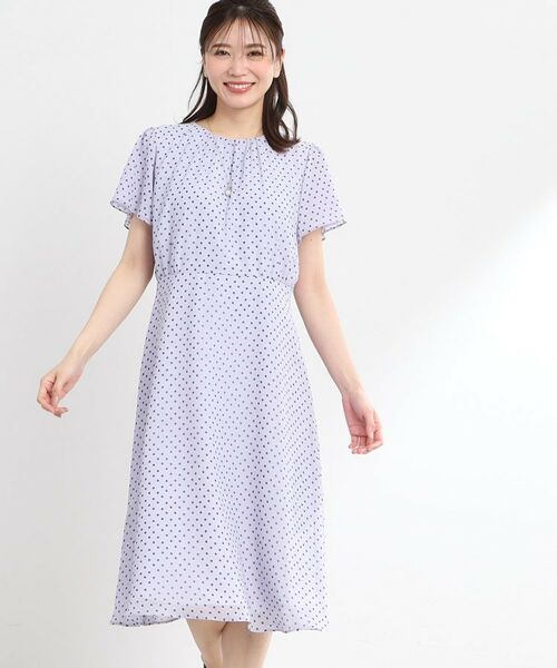 【Reflect】五分袖コツキ柄ワンピース セール】 【夏SALE／WEB先行カラーあり／マシンウォッシュ可