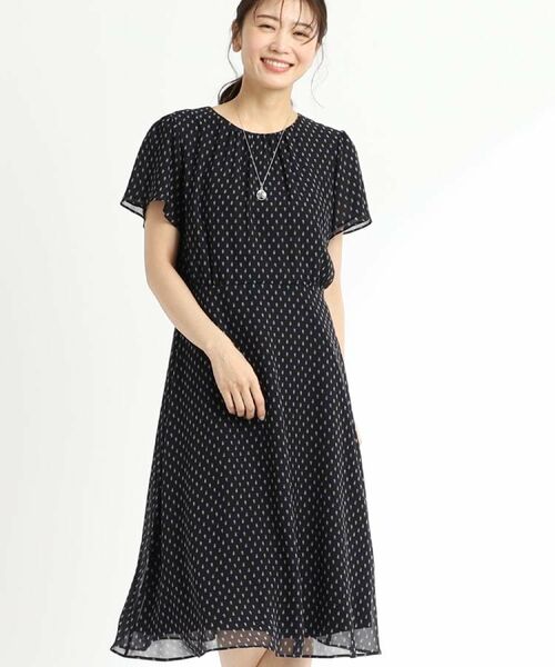 Reflect/リフレクト 【WEB先行カラーあり/マシンウォッシュ可】コツキ幾何柄ワンピース ネイビー(194) 13(LL) Reflect/リフレクト 【WEB先行カラーあり/マシンウォッシュ可】コツキ幾何柄ワンピース ネイビー(194) 13(LL)