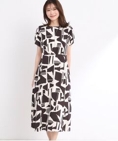 Reflect / リフレクト ロング・マキシ丈ワンピース | 【WEB先行カラーあり／マシンウォッシュ可】幾何モチーフプリントワンピース