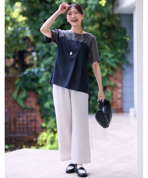 Reflect / リフレクト パンツ | 【マシンウォッシュ可／ウエスト総ゴム】すっきり見えワイドシルエットパンツ | 詳細1