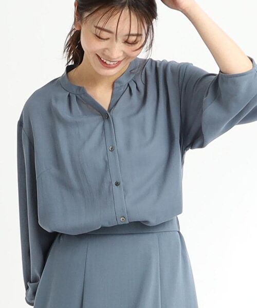 Reflect / リフレクト シャツ・ブラウス | 【マシンウォッシュ可/セットアップ可】スリーブディティールブラウス(ブルー(092))
