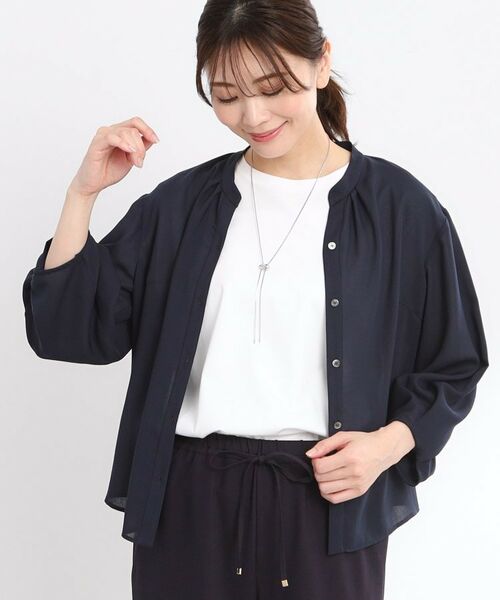 Reflect / リフレクト シャツ・ブラウス | 【マシンウォッシュ可/セットアップ可】スリーブディティールブラウス(ネイビー(094))