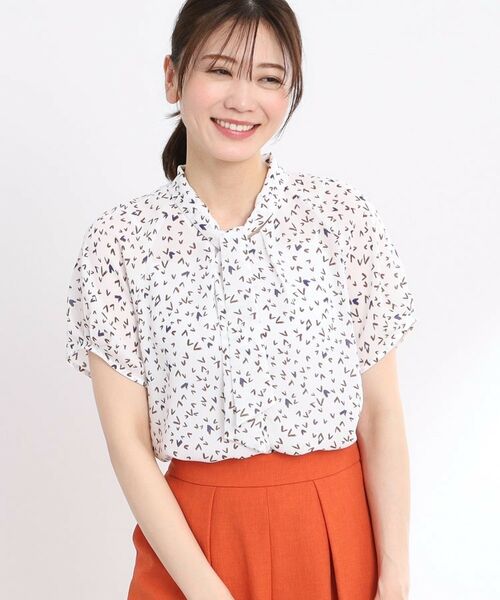 Reflect / リフレクト シャツ・ブラウス | 【マシンウォッシュ可／セットアップ可】ボウタイプリントブラウス | 詳細9