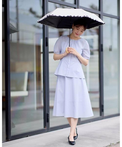 Reflect / リフレクト 傘 | 【晴雨兼用／UVカット率100％／雨の日もおしゃれに◎】バイカラーフリルデザイン折りたたみ傘 | 詳細1