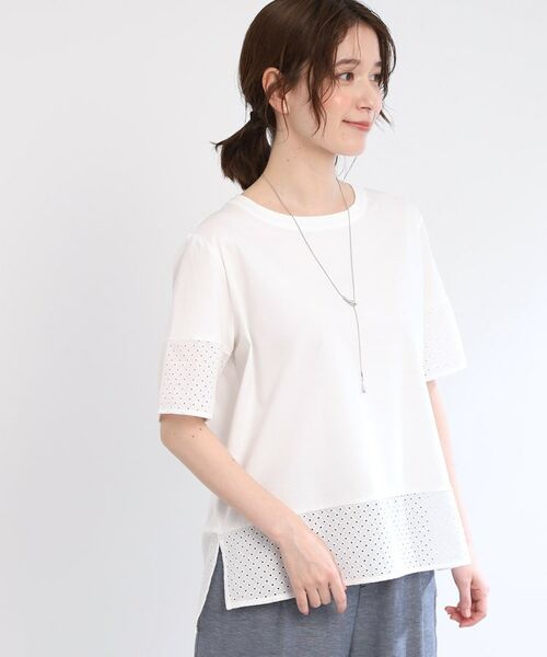 Reflect / リフレクト Tシャツ | 【夏SALE／E‐QUALITY／手洗い可】コットンレースドッキングTシャツ | 詳細1