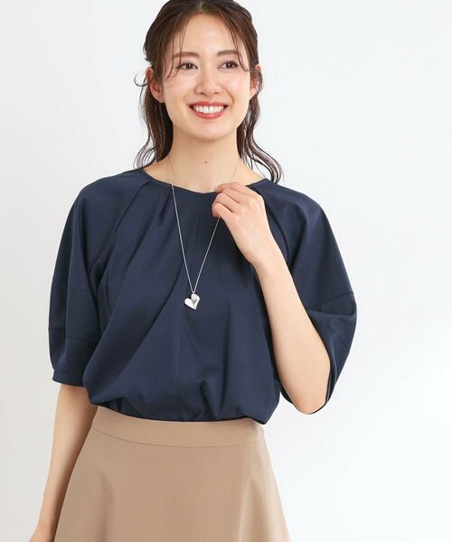 Reflect / リフレクト カットソー | 【マシンウォッシュ可】キレイめラグランスリーブジャージ(ネイビー(094))