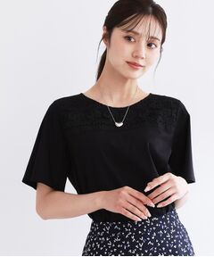 Reflect / リフレクト カットソー | 【手洗い可】レースデザインジャージTシャツ