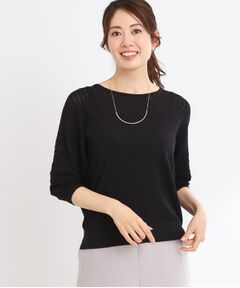 【春服】Reflect ライトブルー ニットセーター フリル裾 レディース M SALE／WEB限定カラーあり／洗える／涼しく着られる】ラメプル