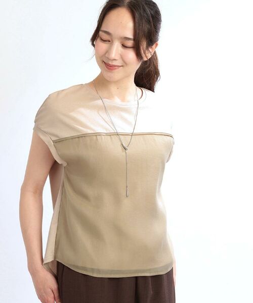 Reflect / リフレクト カットソー | ドッキングジャージトップス(ベージュ(552))